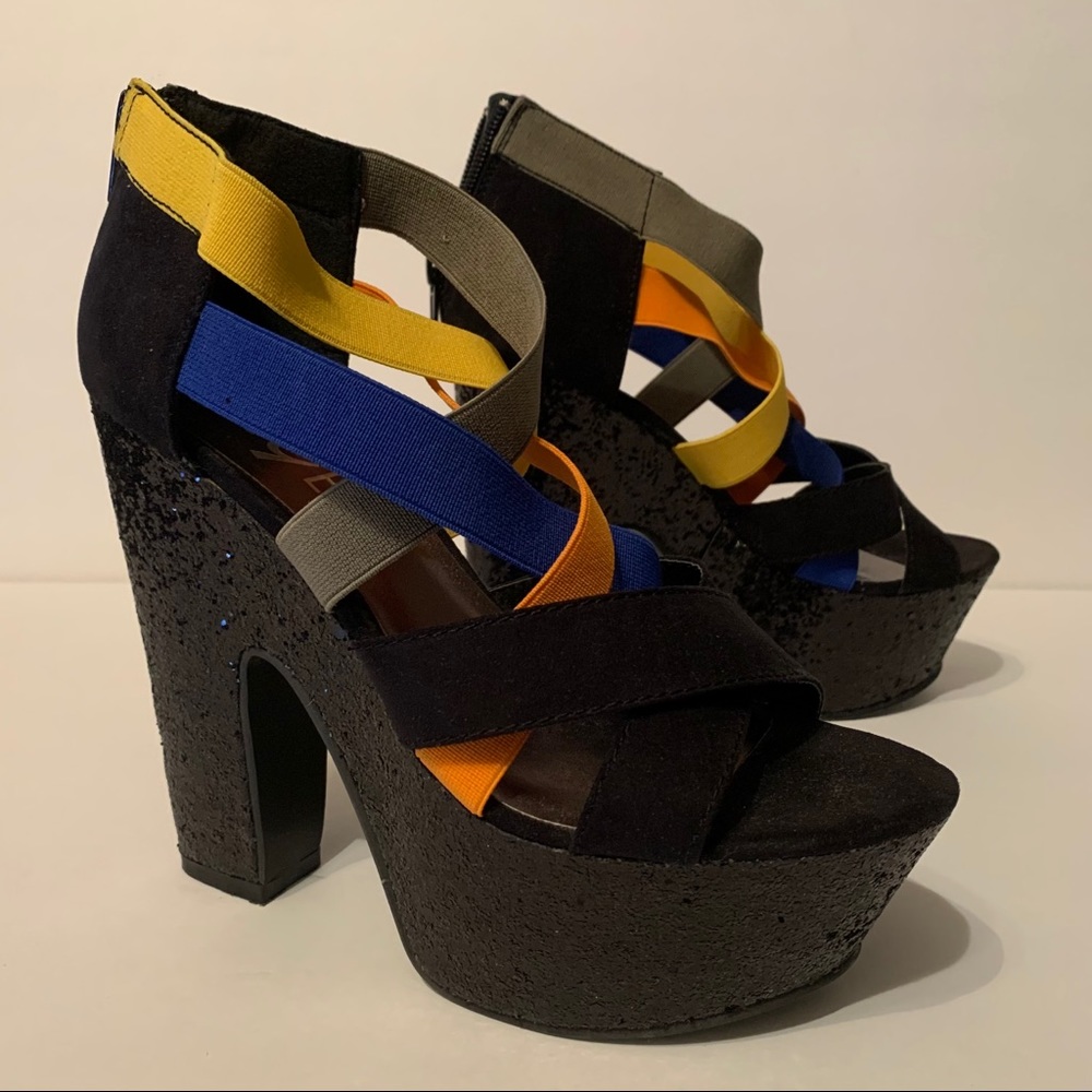 Rouge platform glitter heels